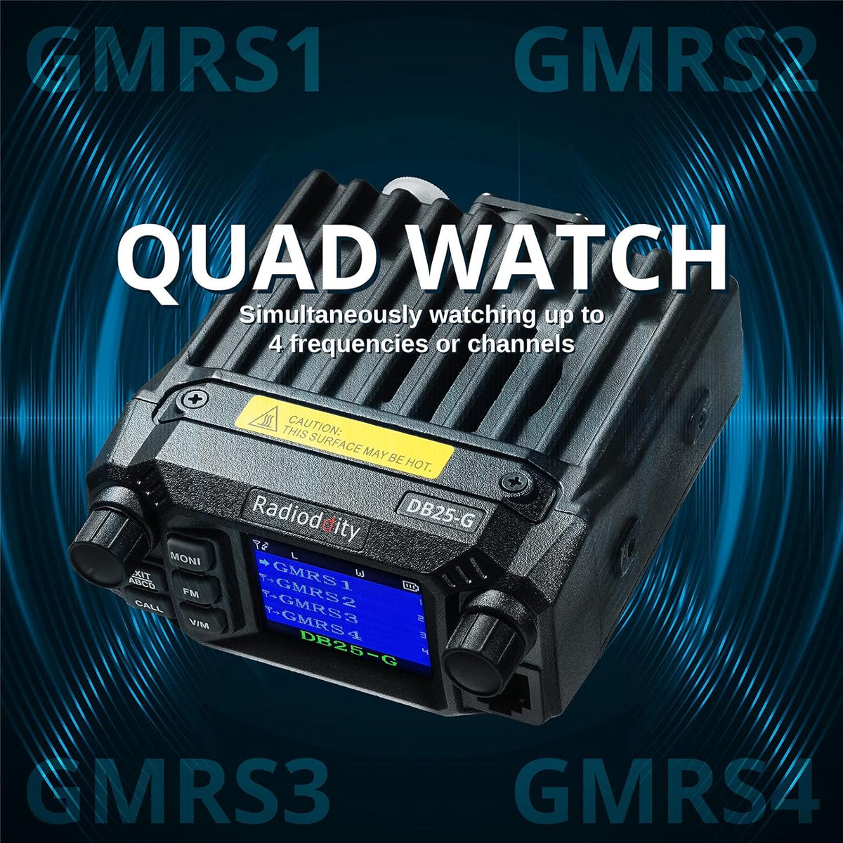 GMRS Mobile Radio, 25 Watts, Dual Band Scanning Receiver L25135