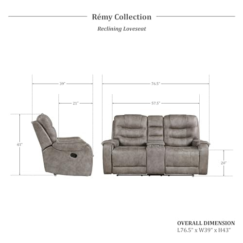 Grayish Brown Microfiber Recliner Sofa H535