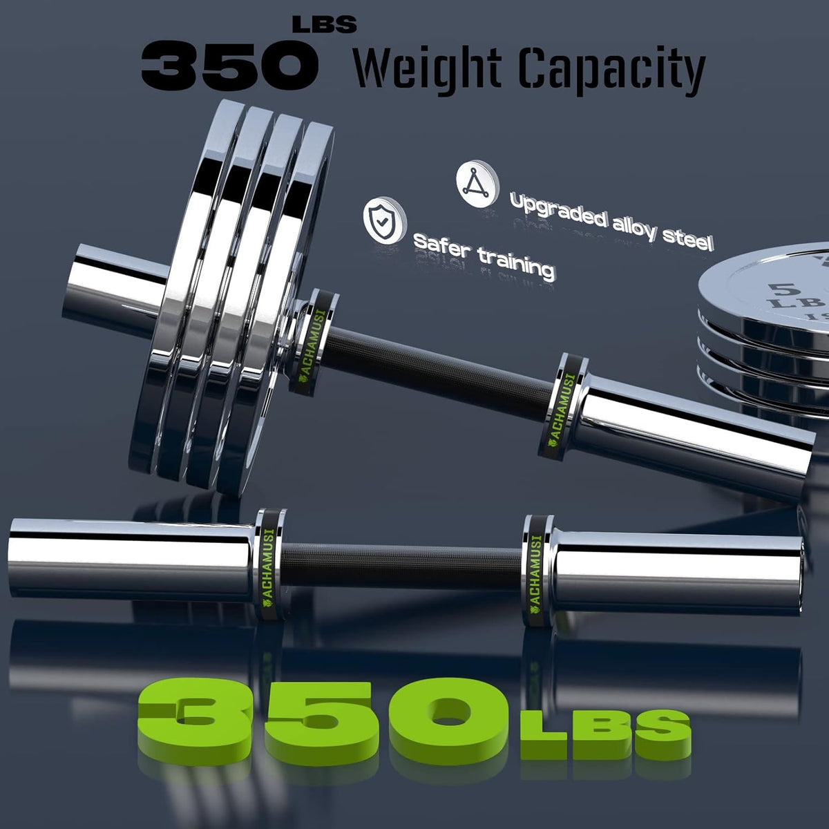 16" Loadable Dumbbell Bar Pair for 2” Weight Plates N488