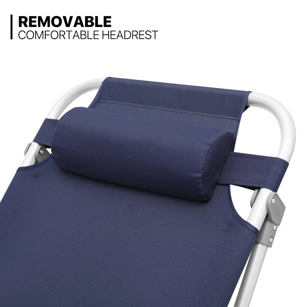 Navy Blue Portable Folding Camping Cot with Pillow and Carry Bag E2915