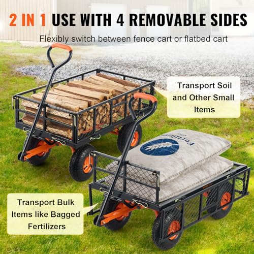 400lbs Steel Garden Dump Cart with Removable Sides S8711