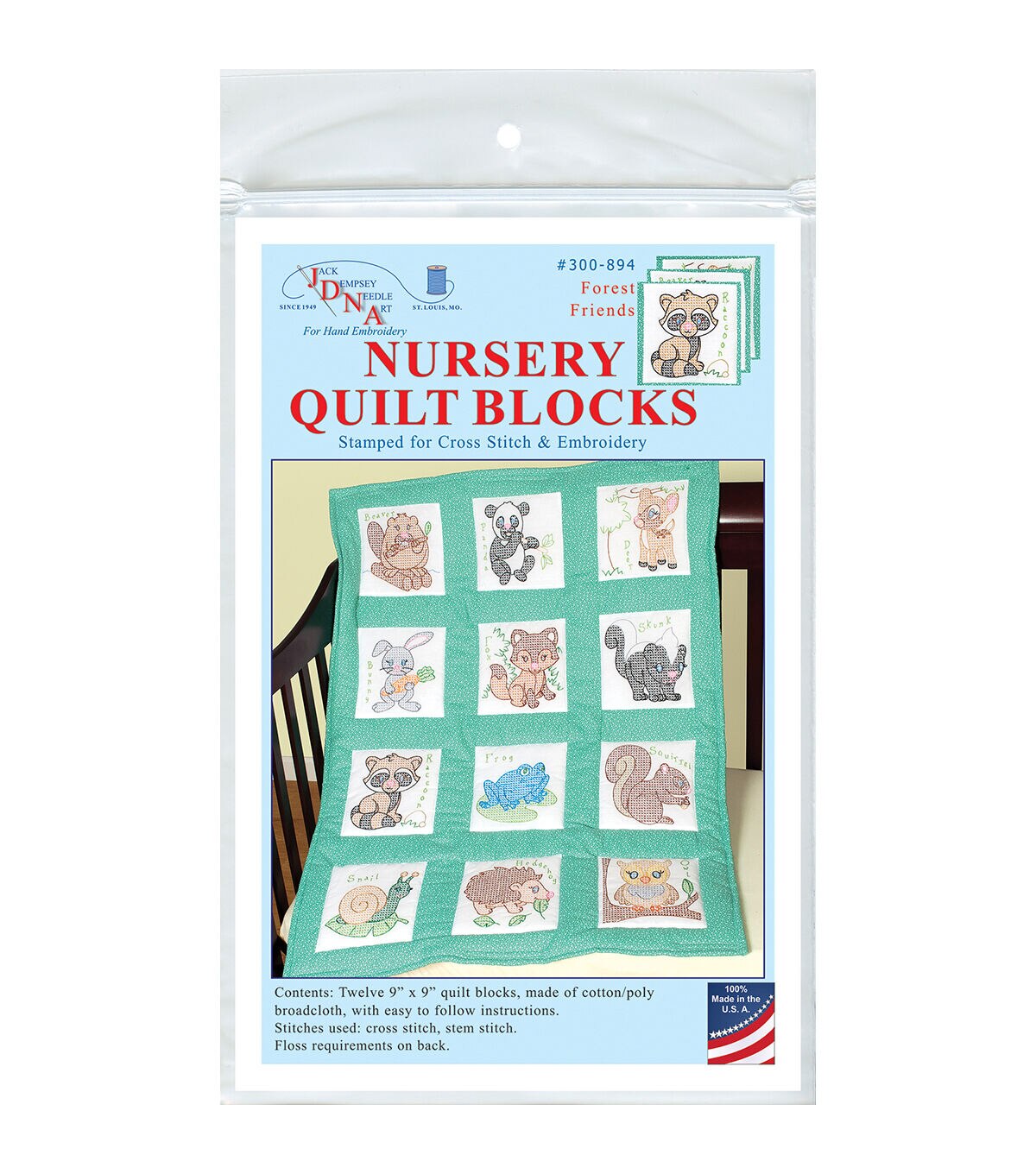 Stamped Nursery Quilt Blocks 12ct C19552