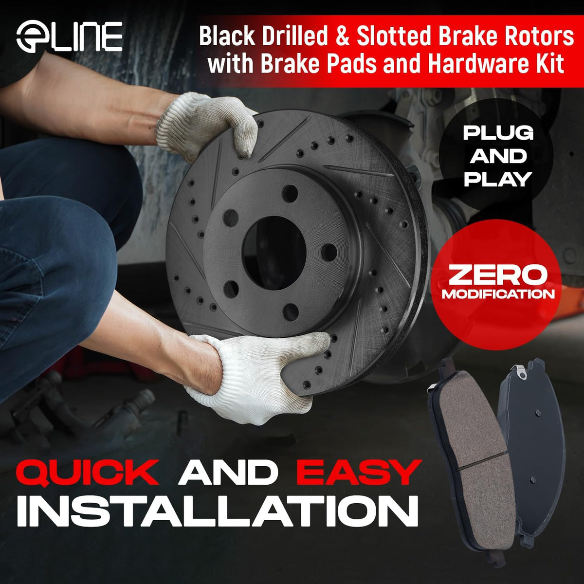 Front Rear Ceramic Brake Pads and Rotors Kit W281