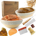9 Inch Round & 10 Inch Oval Banneton Bread Proofing Basket with Liner, Bread Lame, Dough Scraper, Cleaning Brush M4921