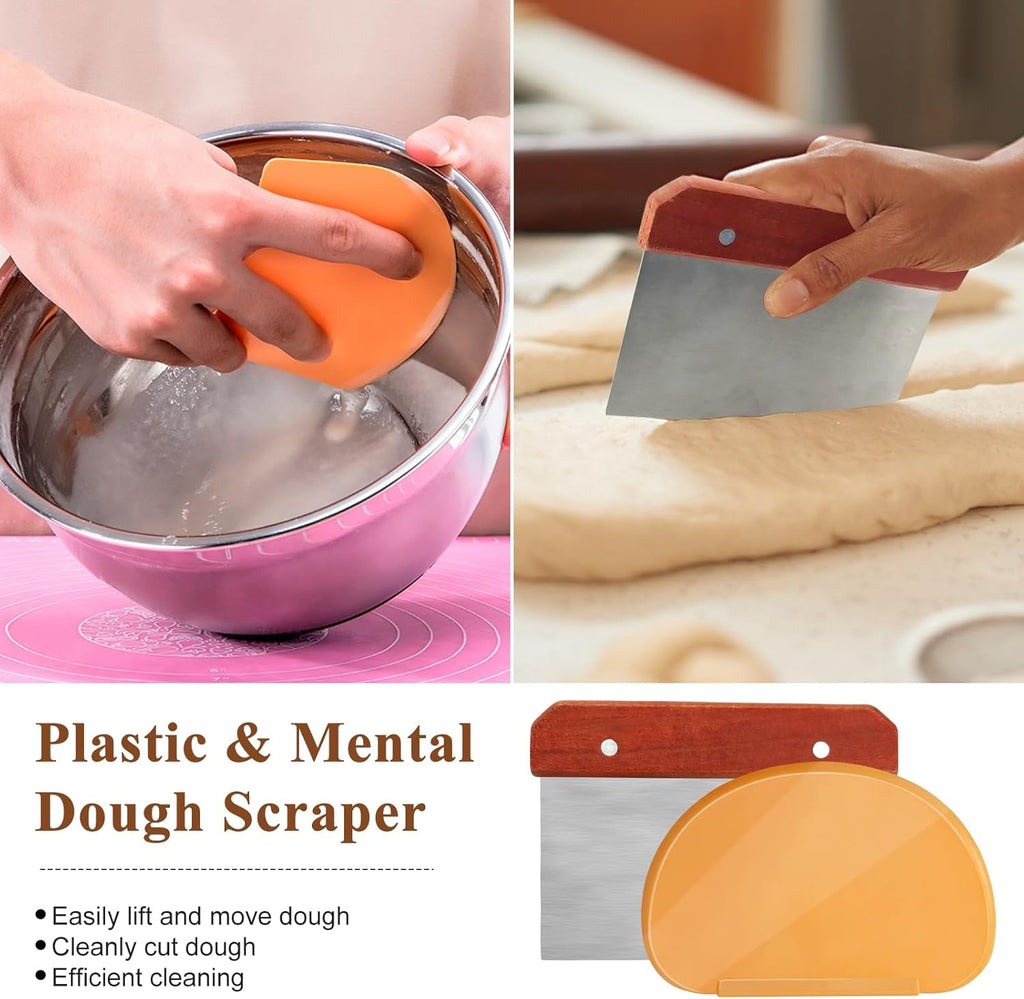 9 Inch Round & 10 Inch Oval Banneton Bread Proofing Basket with Liner, Bread Lame, Dough Scraper, Cleaning Brush M4921
