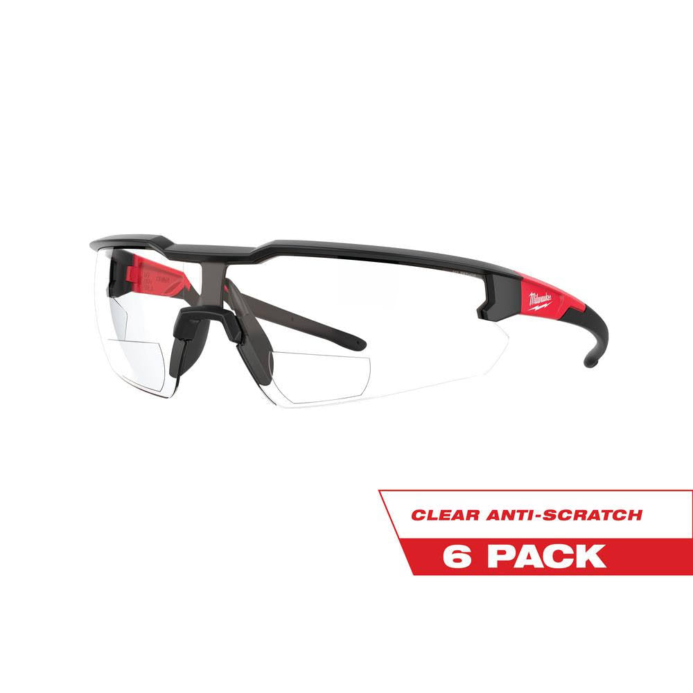 Bifocal Safety Glasses with +3.00 Magnified Clear Lenses 6-Pack J44897