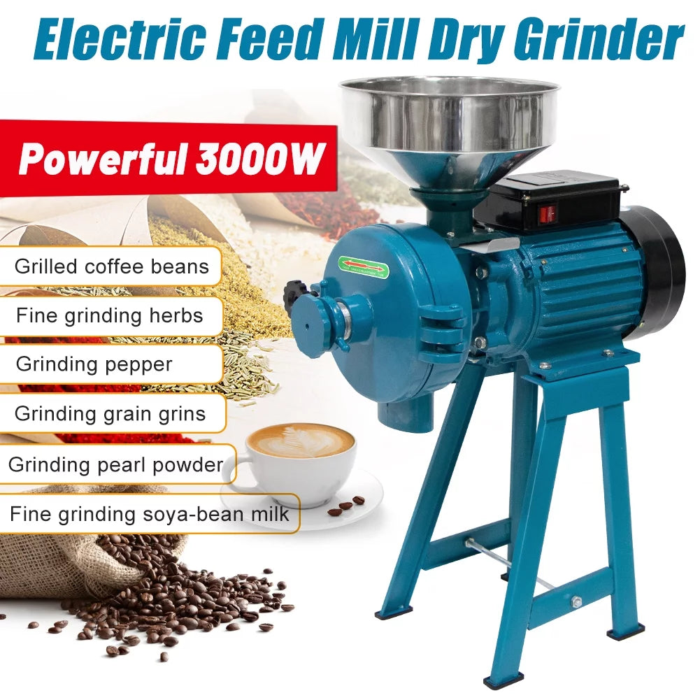 3000W Wet Dry Commercial Electric Grain Grinder Mill M6571