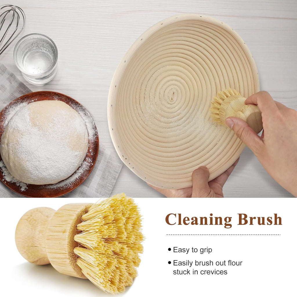 9 Inch Round & 10 Inch Oval Banneton Bread Proofing Basket with Liner, Bread Lame, Dough Scraper, Cleaning Brush M4921