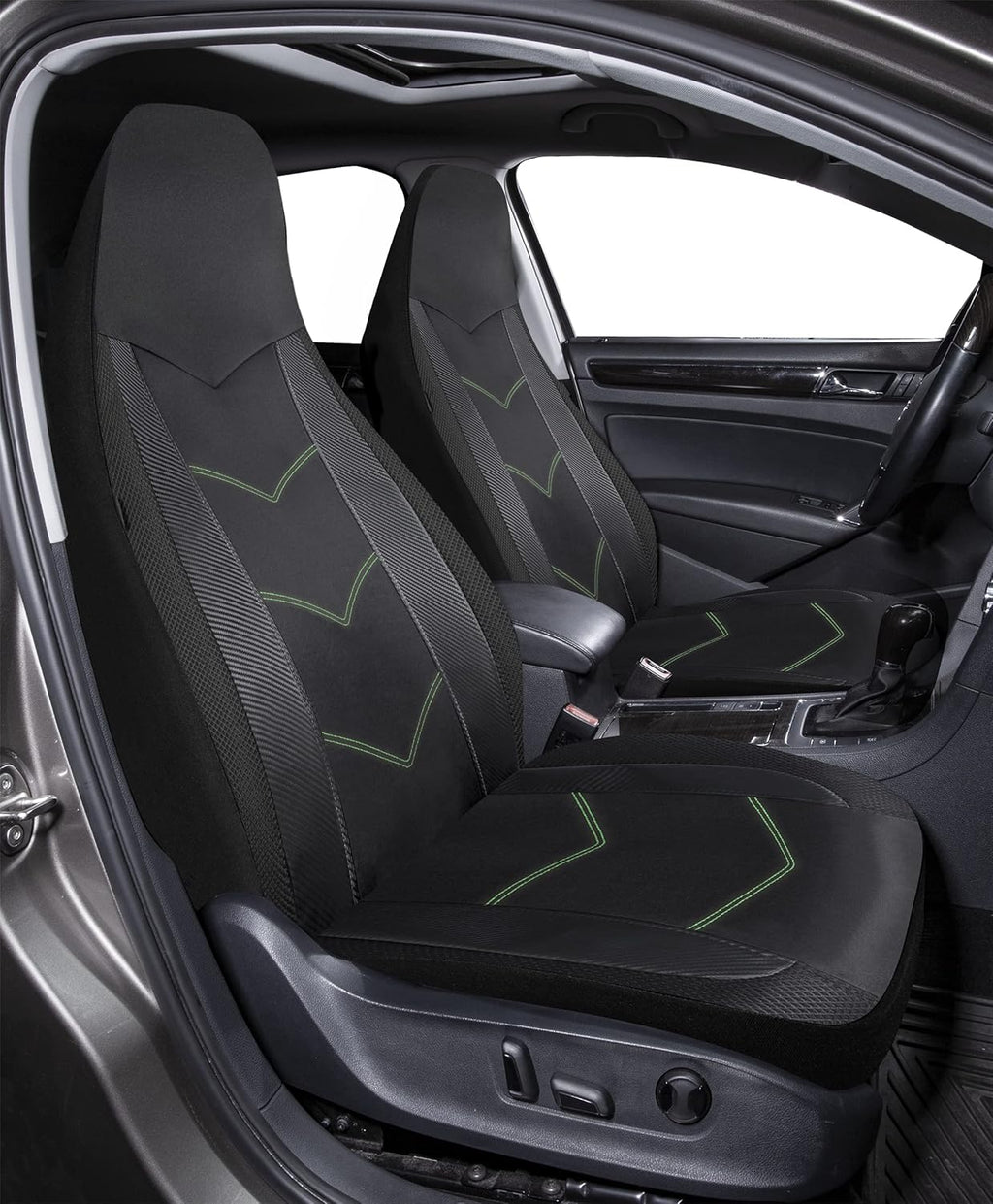 High Back Car Seat Covers Carbon Fiber Mesh Airbag Compatible 2PCS V403386