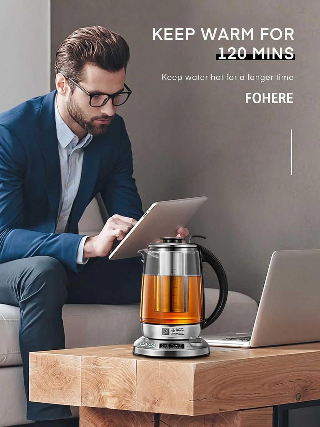 1.7L Borosilicate Glass Electric Tea Kettle with Temperature Control Q74102