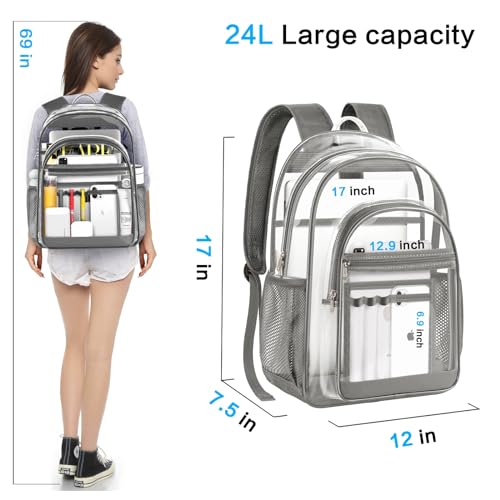 Gray Clear Backpack with Reinforced Bottom O227