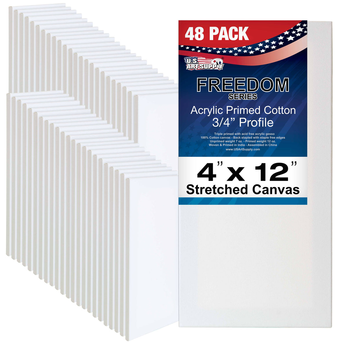 4 x 12 inch Stretched Canvas 12-Ounce Primed 48-Pack White K379