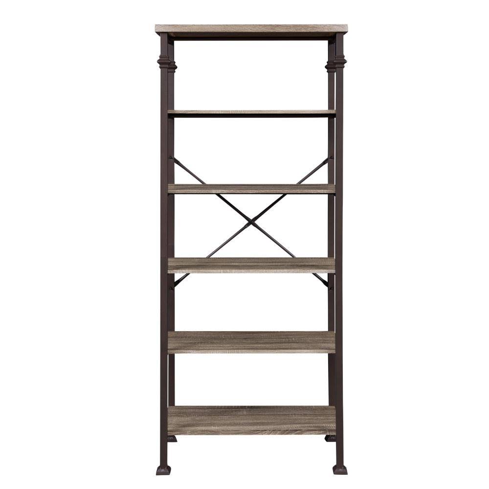 Brown Wood 6-Shelf Bookcase A6496
