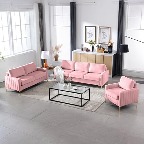 Black Velvet 3 Piece Sofa Set D275331