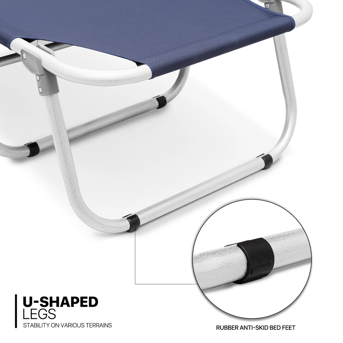 Navy Blue Portable Folding Camping Cot with Pillow and Carry Bag E2915