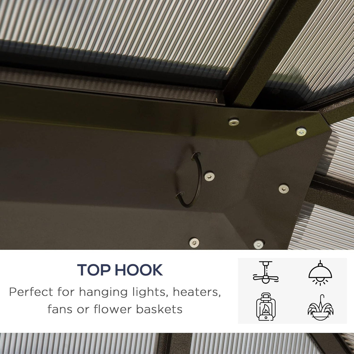 Off-White 10' x 12' Hardtop Gazebo with Polycarbonate Roof Aluminum Frame K192