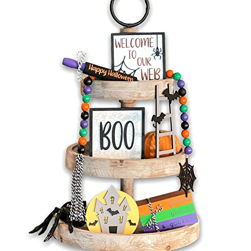 7 Pcs Halloween Themed Tiered Tray Decor Set N33981