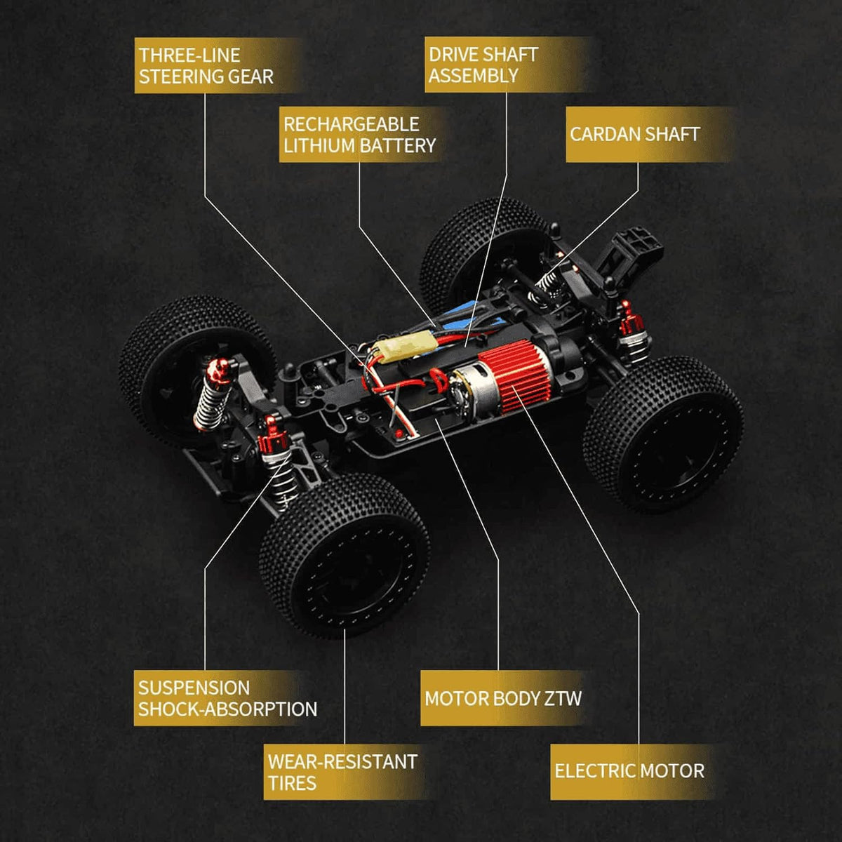 Remote Control Car 4WD High Speed 45Km/h All Terrain RC Monster Truck Yellow B81386