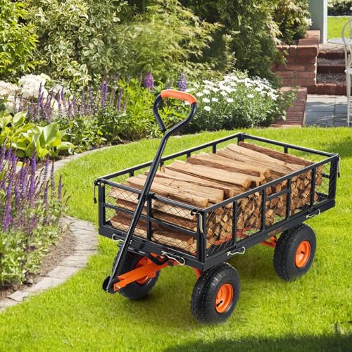 400lbs Steel Garden Dump Cart with Removable Sides S8711