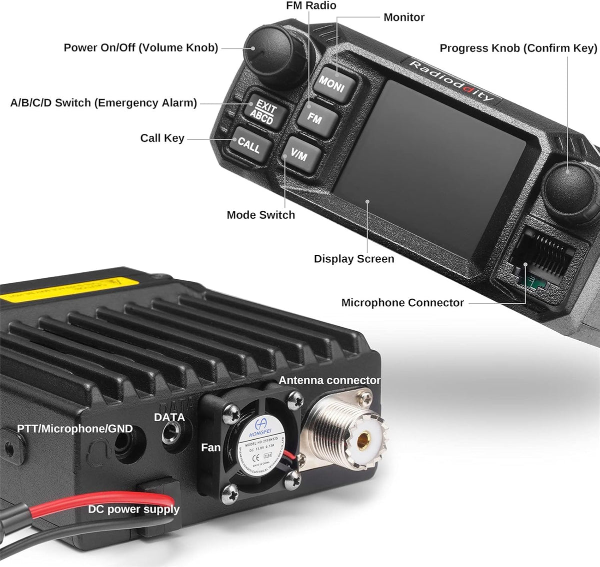 GMRS Mobile Radio, 25 Watts, Dual Band Scanning Receiver L25135