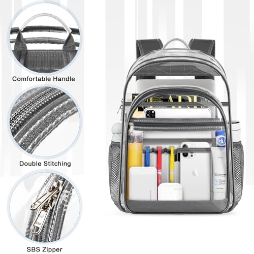 Gray Clear Backpack with Reinforced Bottom O227