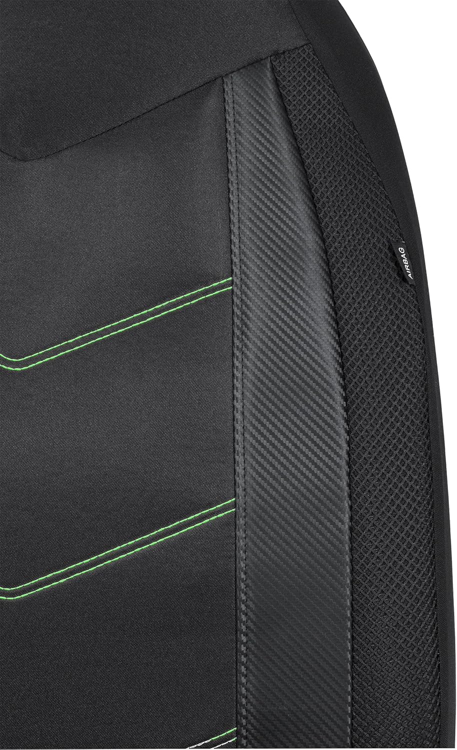 High Back Car Seat Covers Carbon Fiber Mesh Airbag Compatible 2PCS V403386
