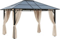 Off-White 10' x 12' Hardtop Gazebo with Polycarbonate Roof Aluminum Frame K192