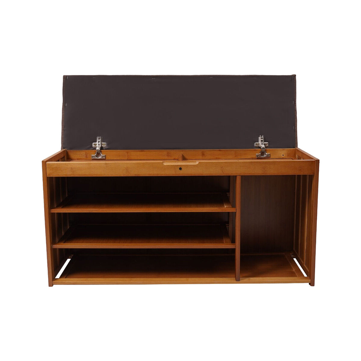 3 Tier Brown Bamboo Shoe Bench Storage Cabinet with Cushion Y939