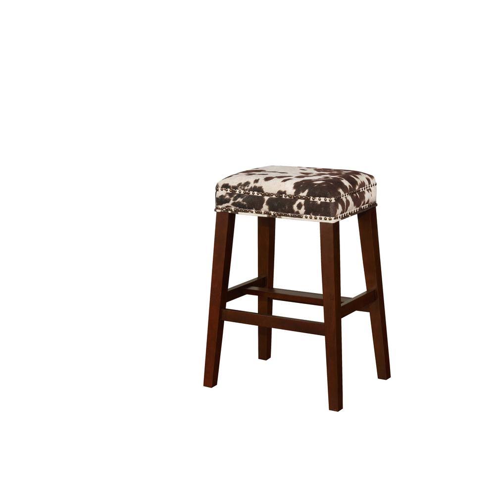 Brown Cow Print Walnut Bar Stool M2662