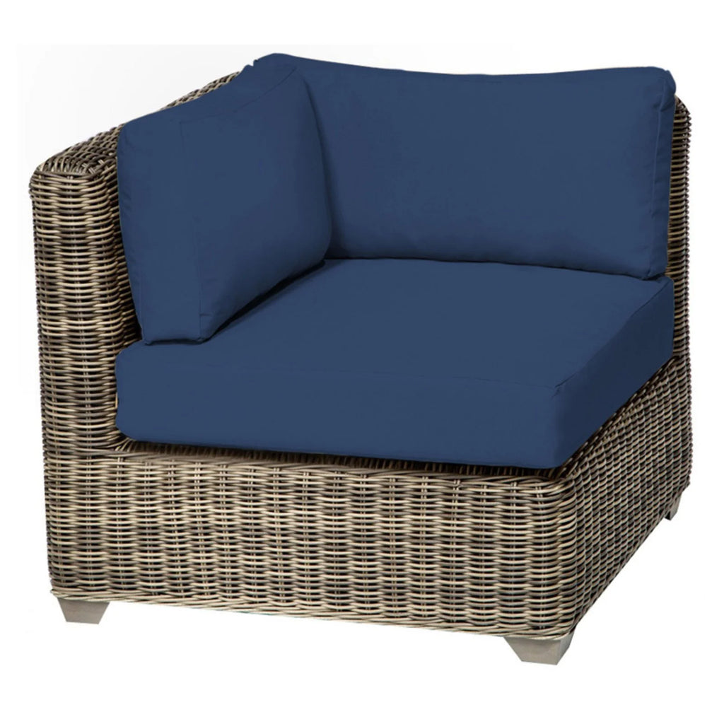 Blue Linen And Espresso Bench C23893