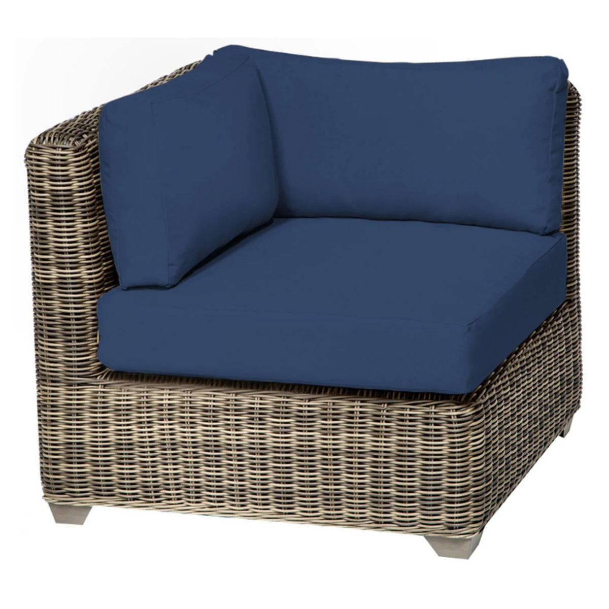 Blue Linen And Espresso Bench C23893