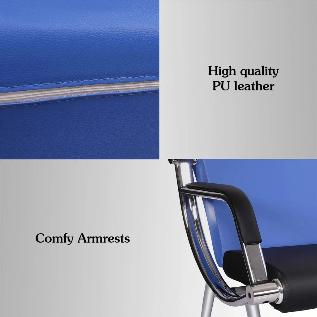 Blue PU Leather 2-Seat Reception Chair Q6365