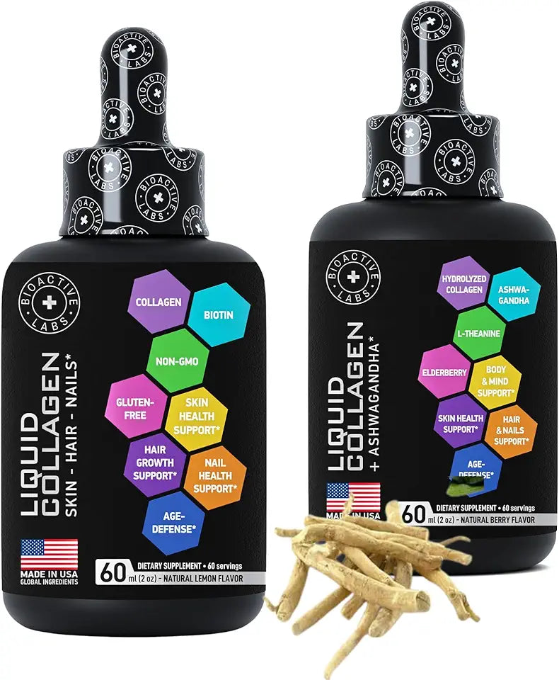 Liquid Collagen with Biotin and Ashwagandha Bundle W3194