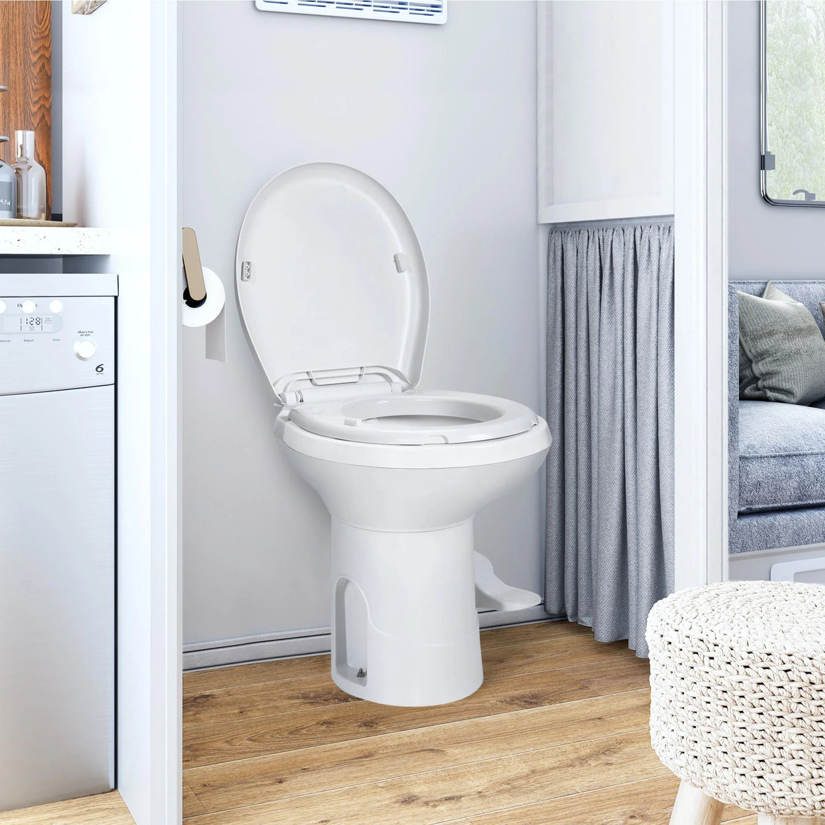 Portable RV Toilet with Pedal Flush White N74468