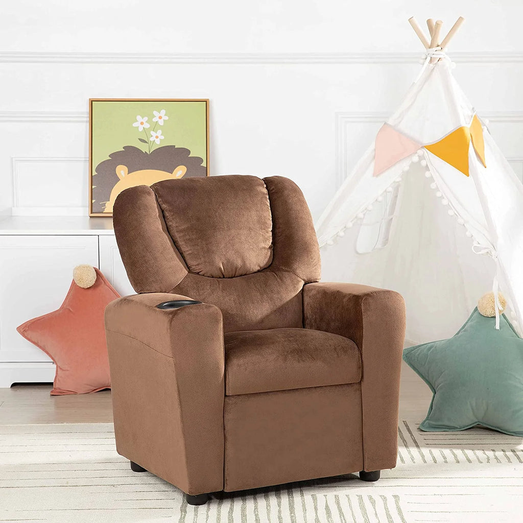 Brown Microfiber Toddler Recliner with Footrest K81612