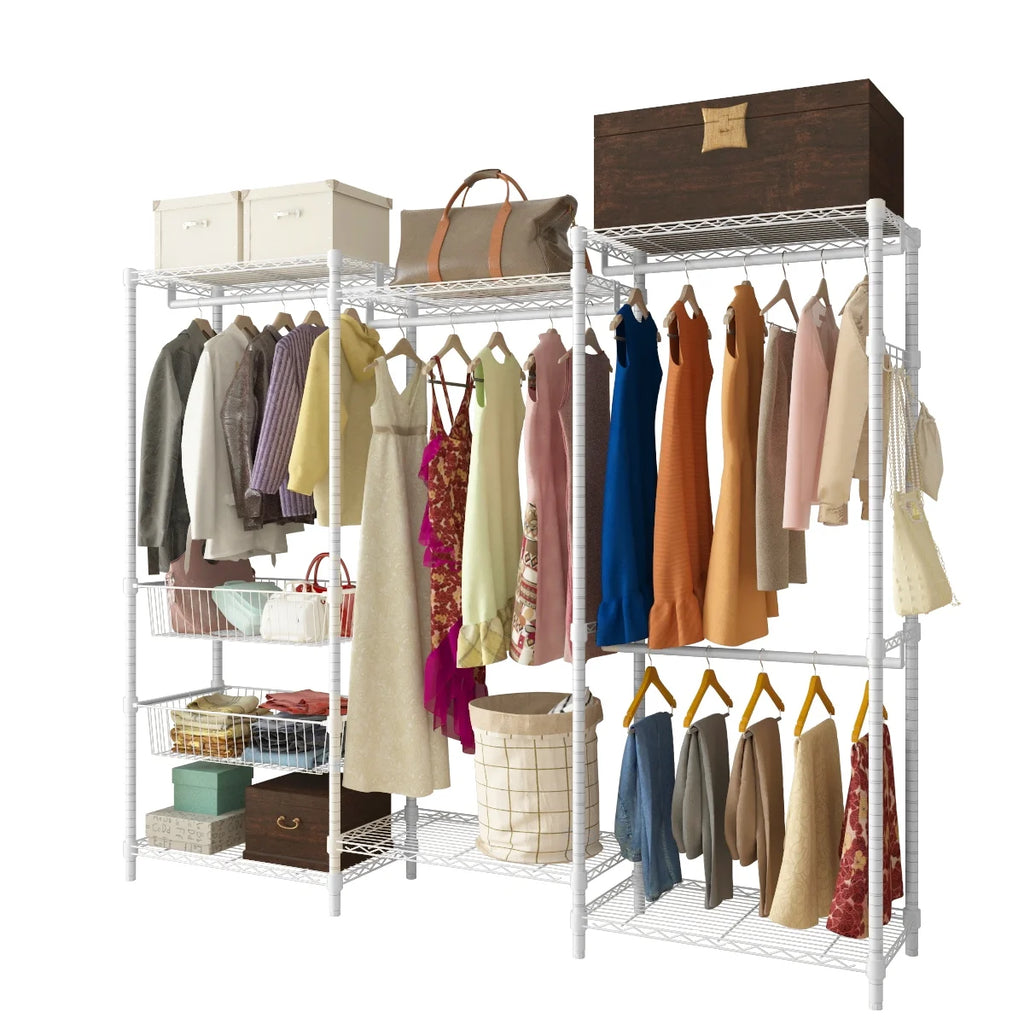 89"L Freestanding Closet Storage Organizer White R5634