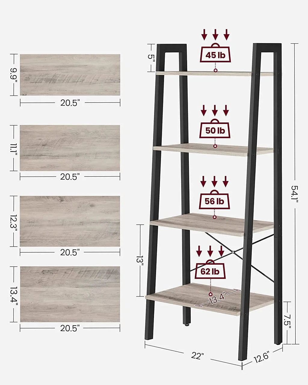 4-Tier Ladder Bookshelf with Steel Frame R3527