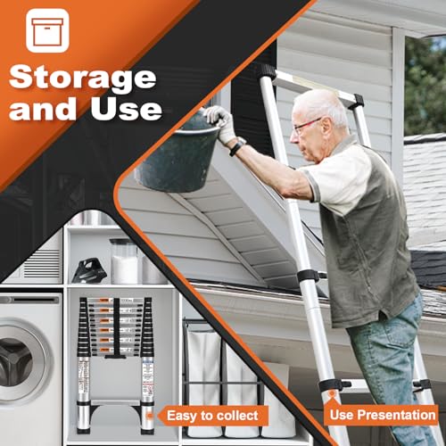12.5 FT Aluminum Telescoping Ladder 330lbs W69286