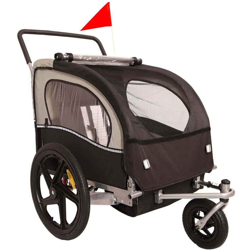 Double 2 Seat Foldable Bike Trailer Stroller T62894