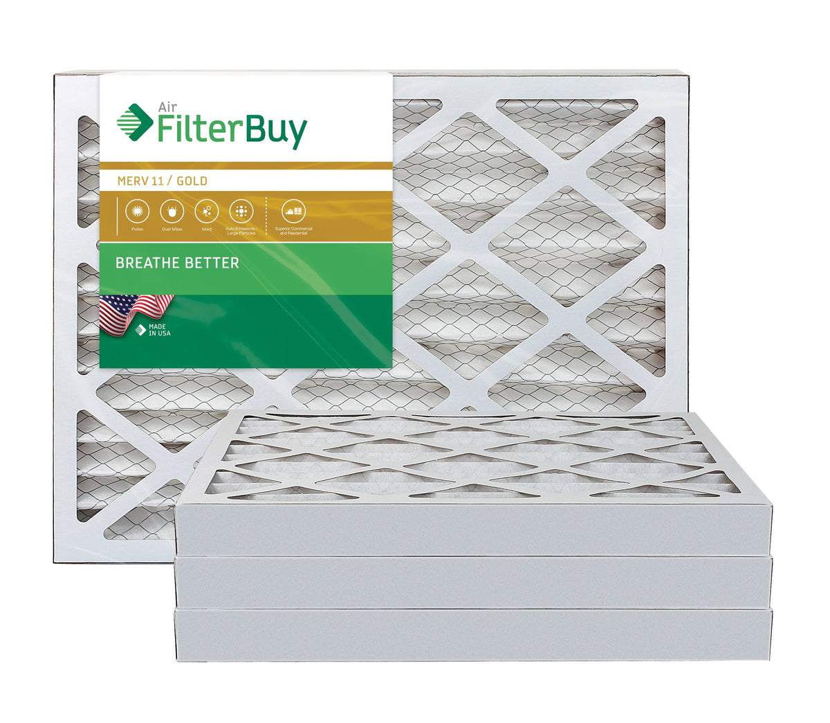 18x25x2 MERV 11 Pleated AC Furnace Air Filter, Pack of 4 O73644