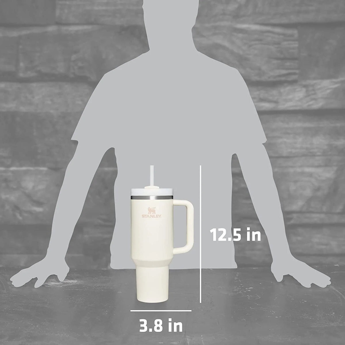 40 oz Cream Stainless Steel Insulated Tumbler with Lid and Straw B905095