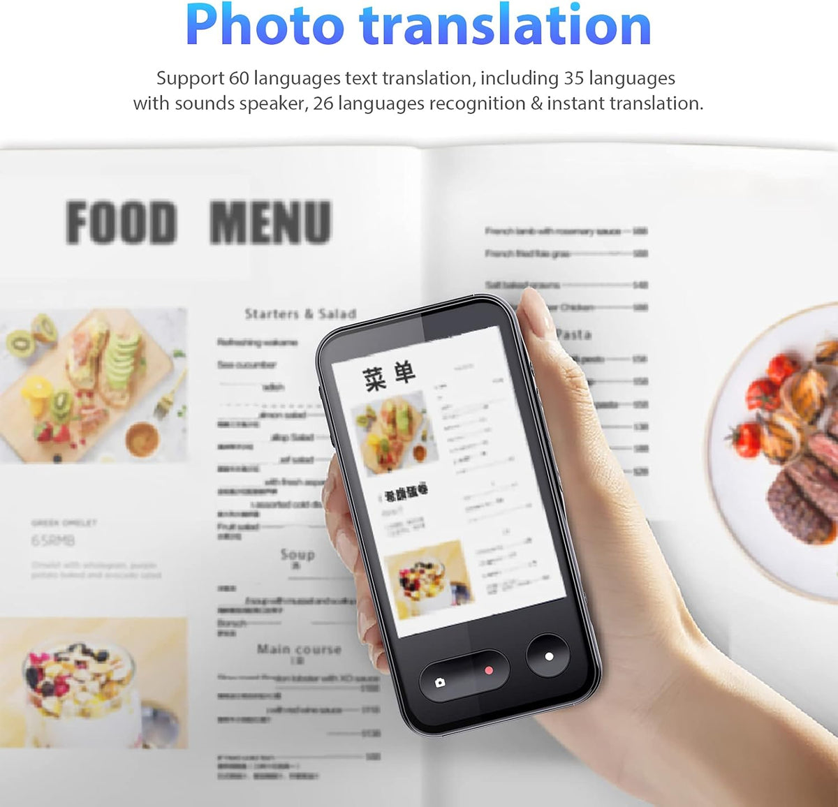 Black 138 Language Voice Translator with 4G SIM Card and Camera A5329