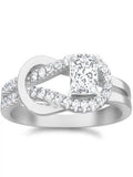 1.00 Carat Princess Cut Diamond Wedding Ring on 10k White Gold R964366