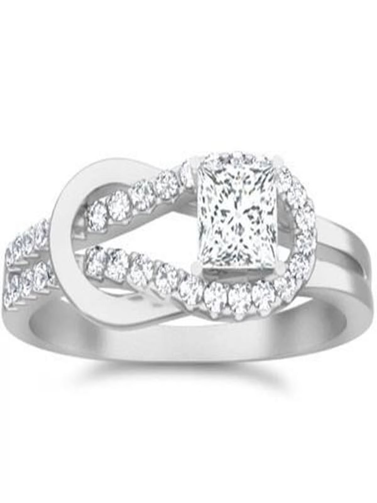 1.00 Carat Princess Cut Diamond Wedding Ring on 10k White Gold R964366