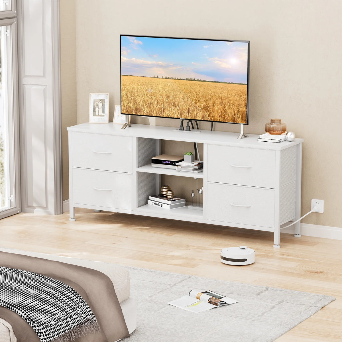 White 4 Drawer Dresser TV Stand C456695