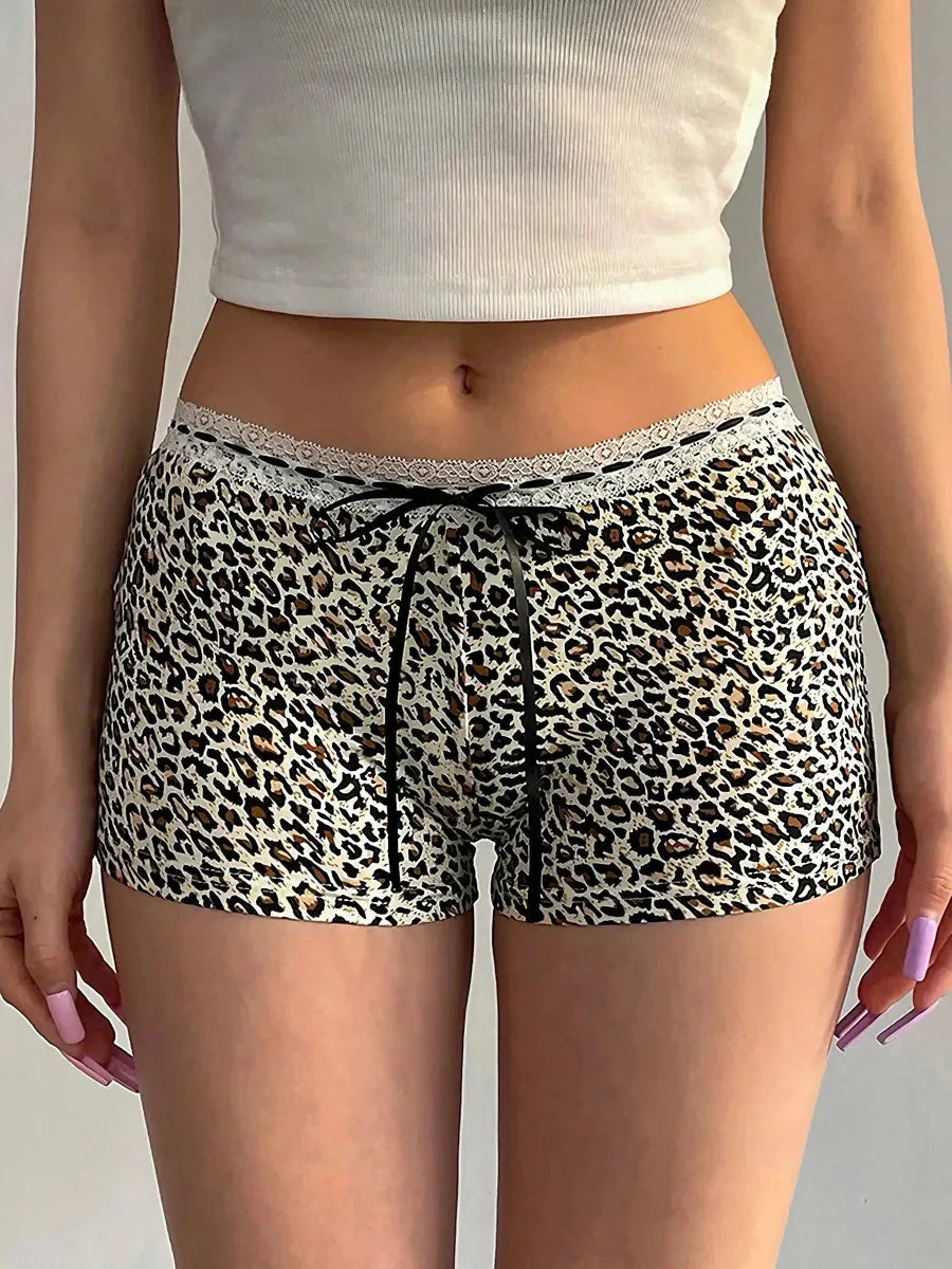 Cheetah Ribbon Lace Tight Shorts B287724