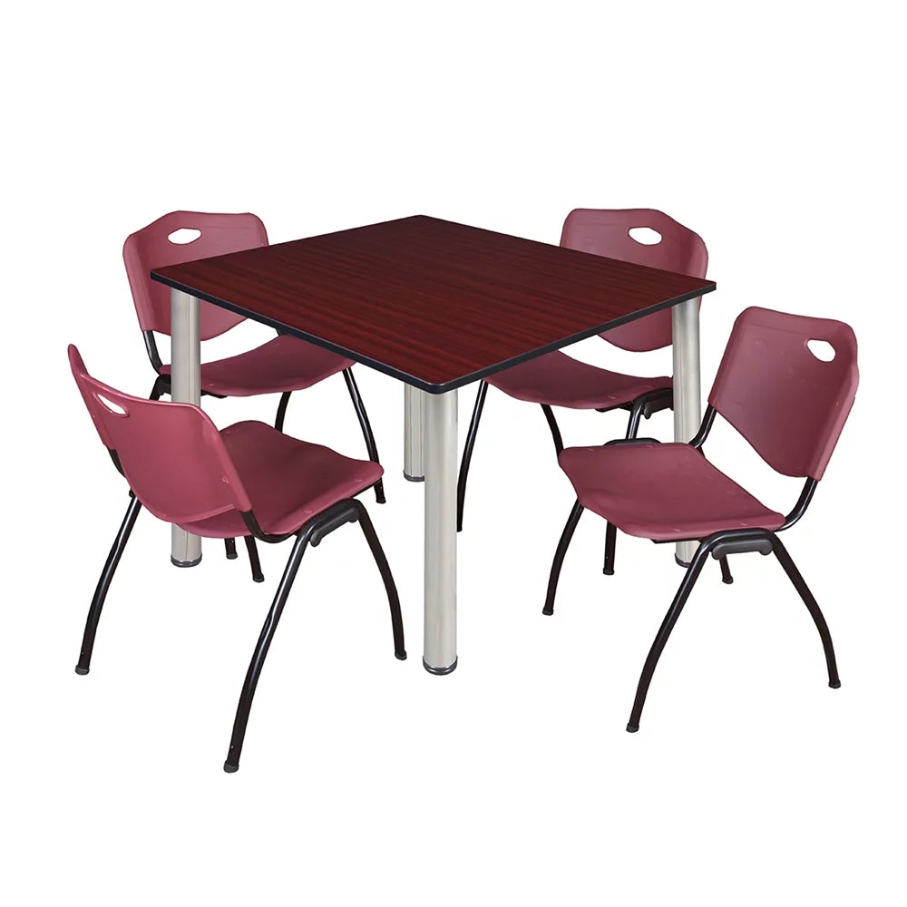 48" Square Breakroom Table & 4 Stack Chairs R3752