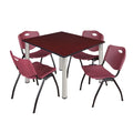 48" Square Breakroom Table & 4 Stack Chairs R3752