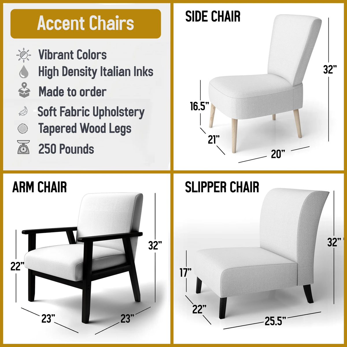 Upholstered Accent Chair and Arm Chair B5724