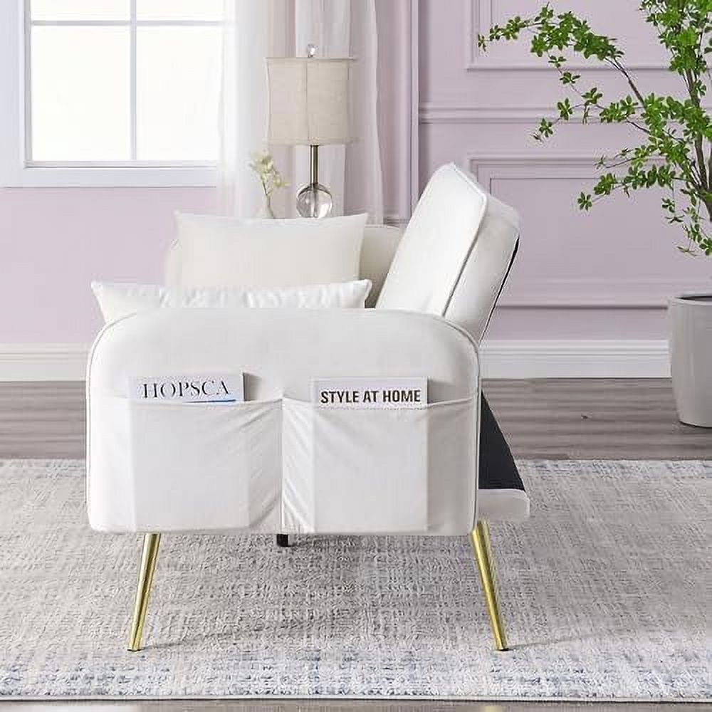 Black Convertible Folding Linen Fabric Futon Sofa Bed with Adjustable Backrest and Metal Legs H35190